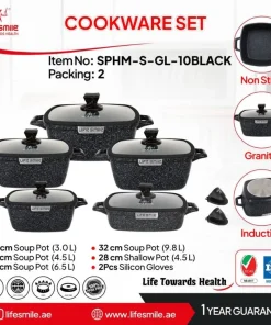 سرویس قابلمه 10 پارچه مربع لایف اسمایل / SPHM-S-GL-10 LIFE SMILE